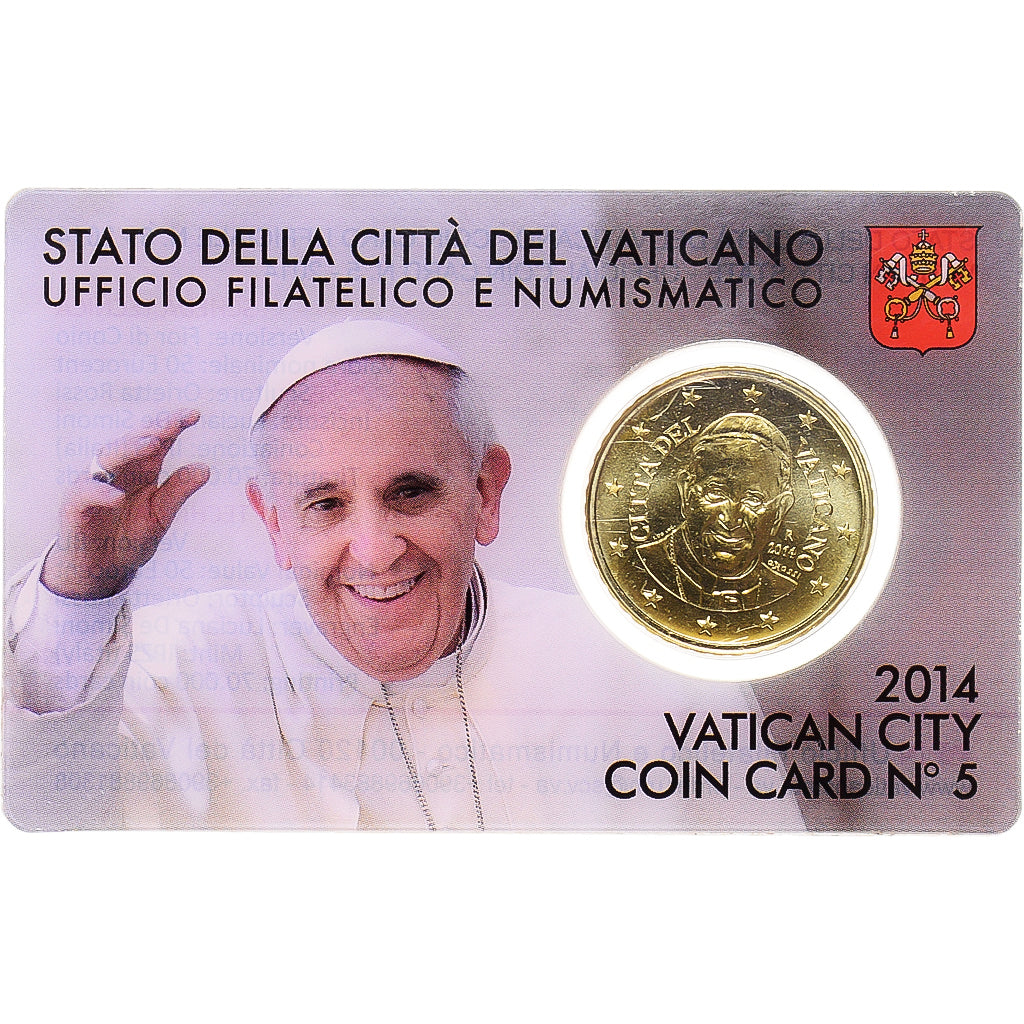 VATICAN CITY, 50 Euro Cent, 2014, Rome, Coin card, MS(65-70), Brass