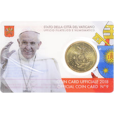 VATICAN CITY, 50 Euro Cent, 2018, Rome, Coin card n°9.FDC, MS(65-70), laiton