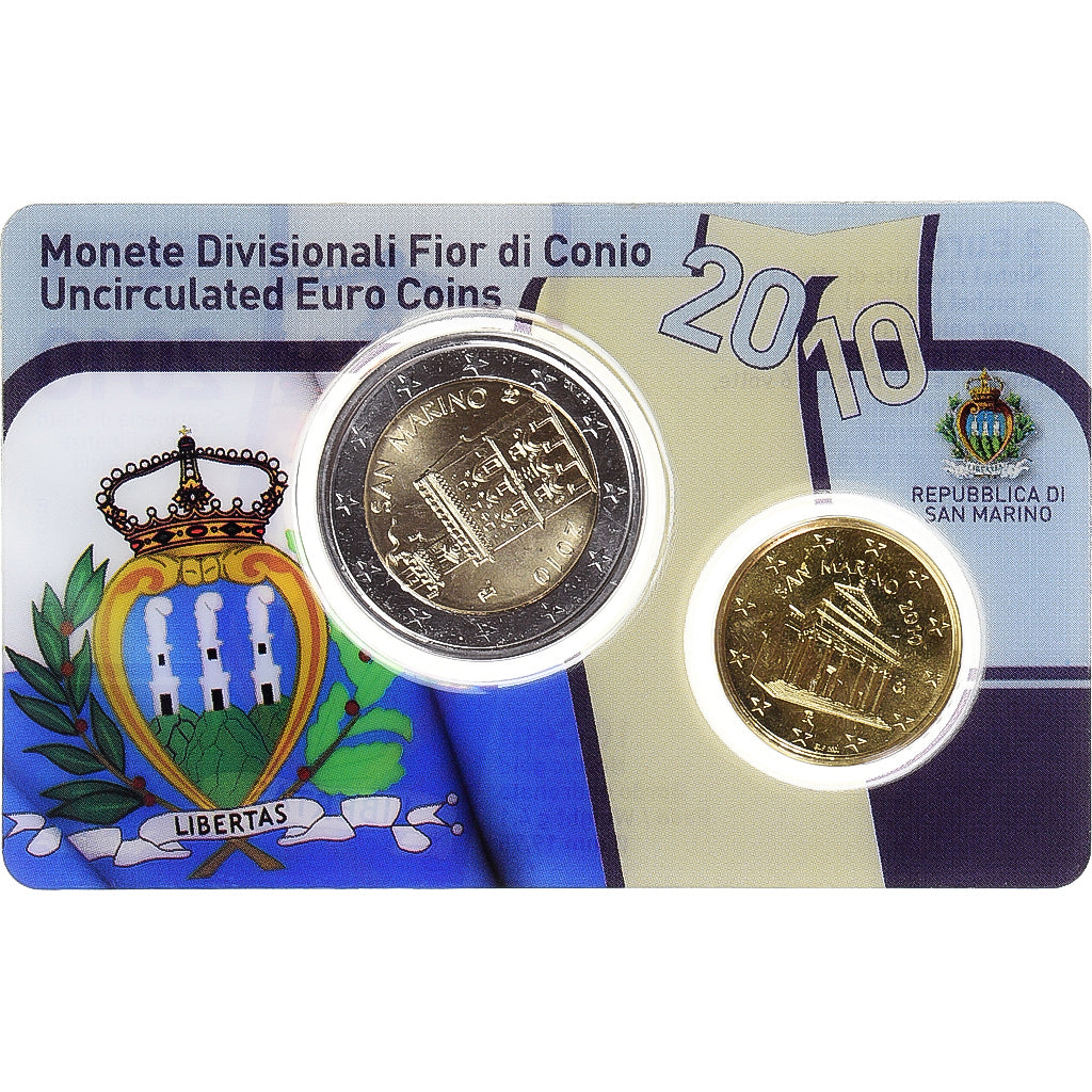 Saint Marin , Set 2 Euro & 10 Cent, 2010, FDC, Bimétallique