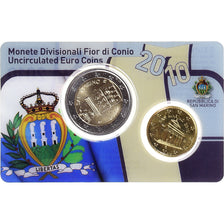 Saint Marin , Set 2 Euro & 10 Cent, 2010, FDC, Bimétallique