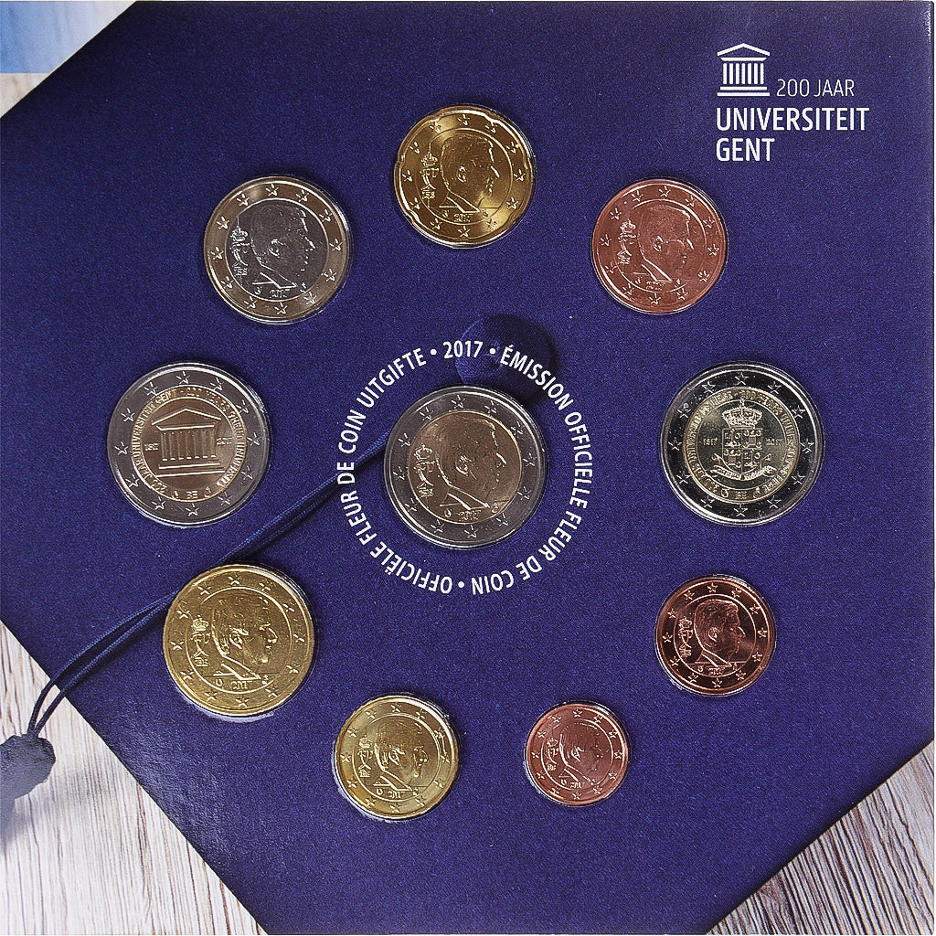 Belgium, 1 Cent to 2 Euro, euro set - LIEGENT double jubilé universitaire