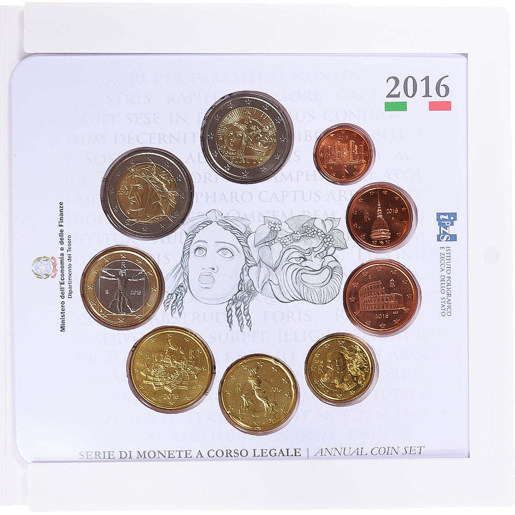 Italy, Euro-Set, 2016, Rome, PLAUTE (9 pièces) .BU, MS(65-70)
