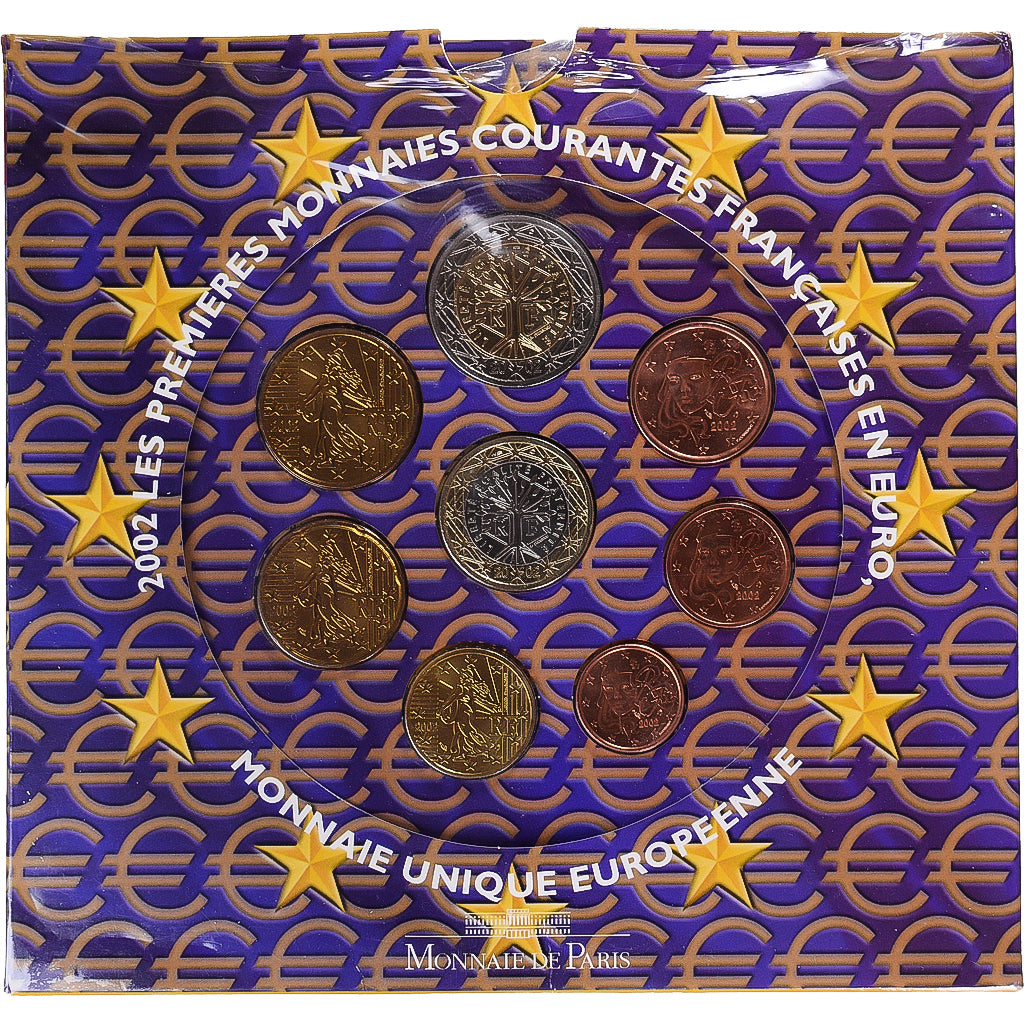France, Monnaie de Paris, Euro-Set, 2002, BU, MS(65-70)