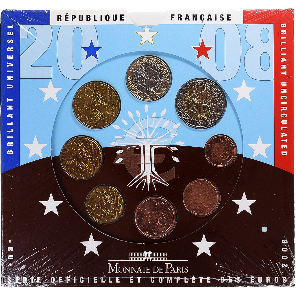France, Monnaie de Paris, Euro-Set, 2008, MS(65-70), Gadoury:page 338