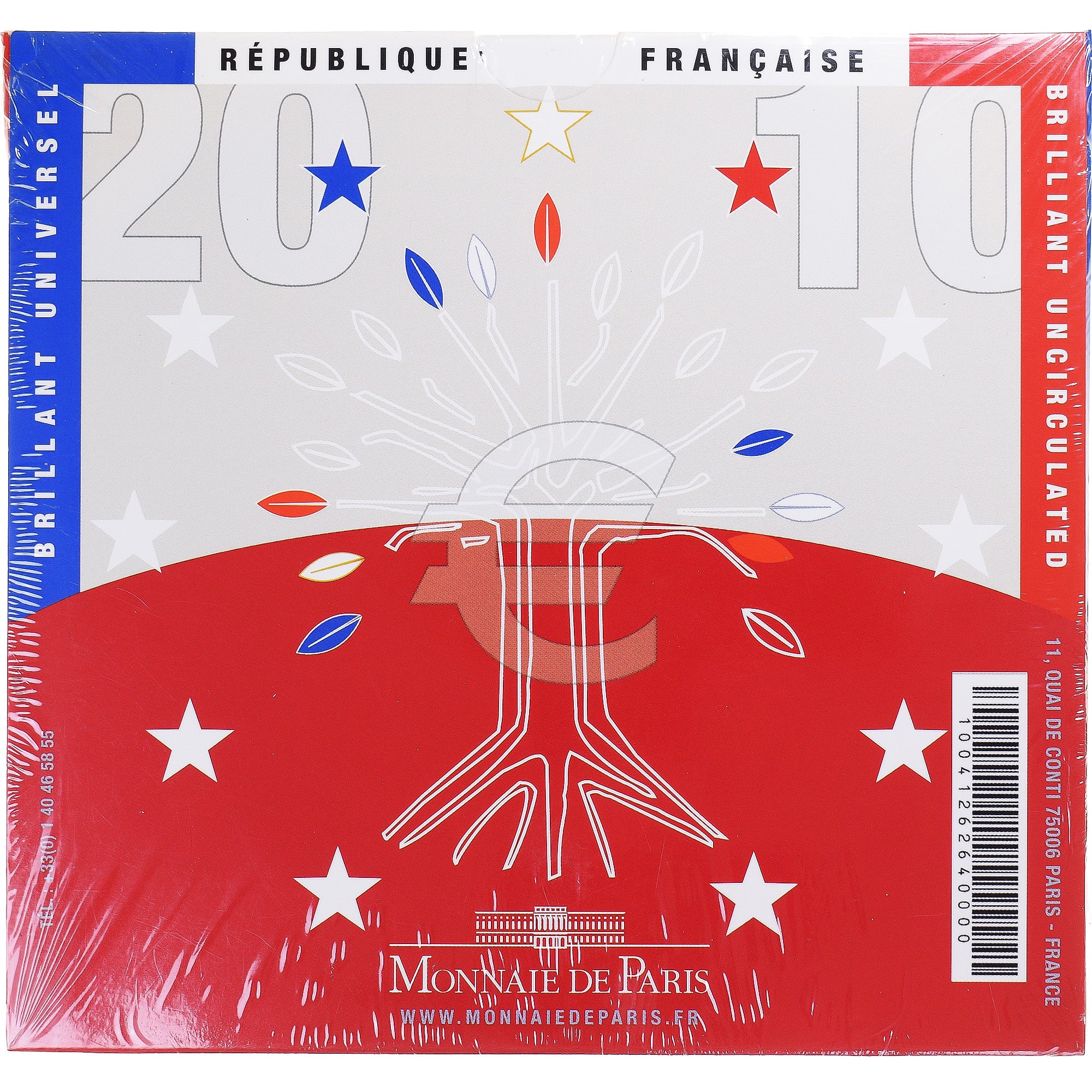 France, Monnaie de Paris, 1 Cent to 2 Euro, 2010, Paris, BU, MS(65-70)