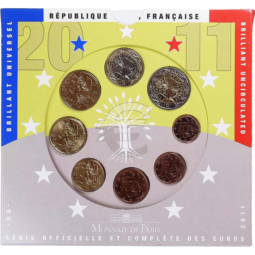 France, Monnaie de Paris, Euro-Set, 2011, BU, MS(65-70)