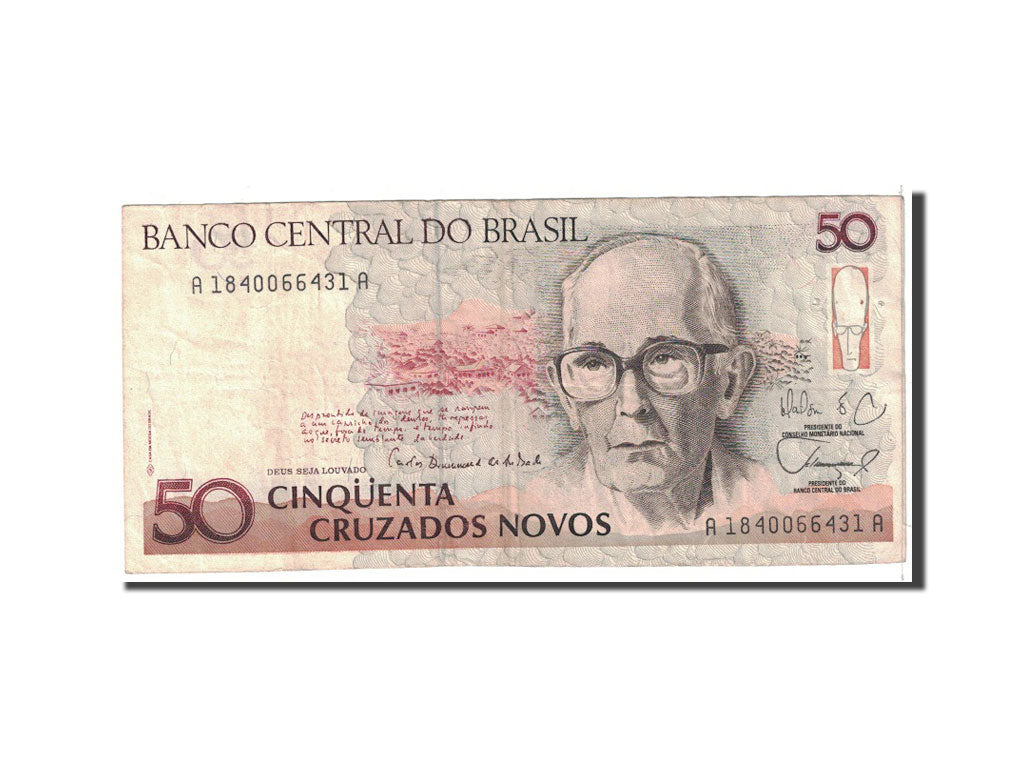 Brésil, 50 Cruzados Novos, 1989, KM:219a, TB