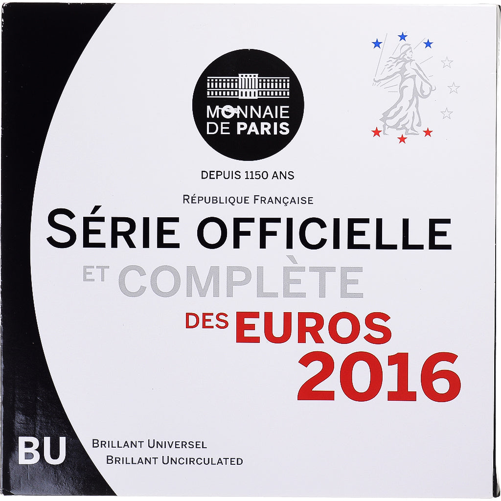 France, Euro-Set, 2016, Monnaie de Paris, BU, MS(65-70)