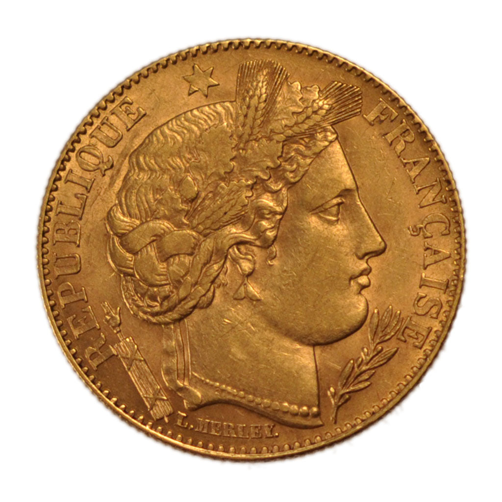 FRANCE, Cérès, 10 Francs, 1895, Paris, AU(50-53), Gold, Gadoury #1016, 3.20