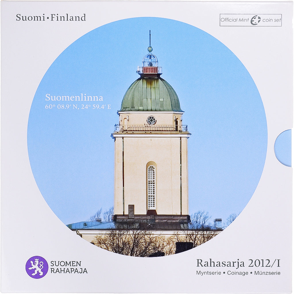 Finland, 1 Cent to 2 Euro, 2012, Mint of Finland, Suomenlinna.BU, MS(65-70)