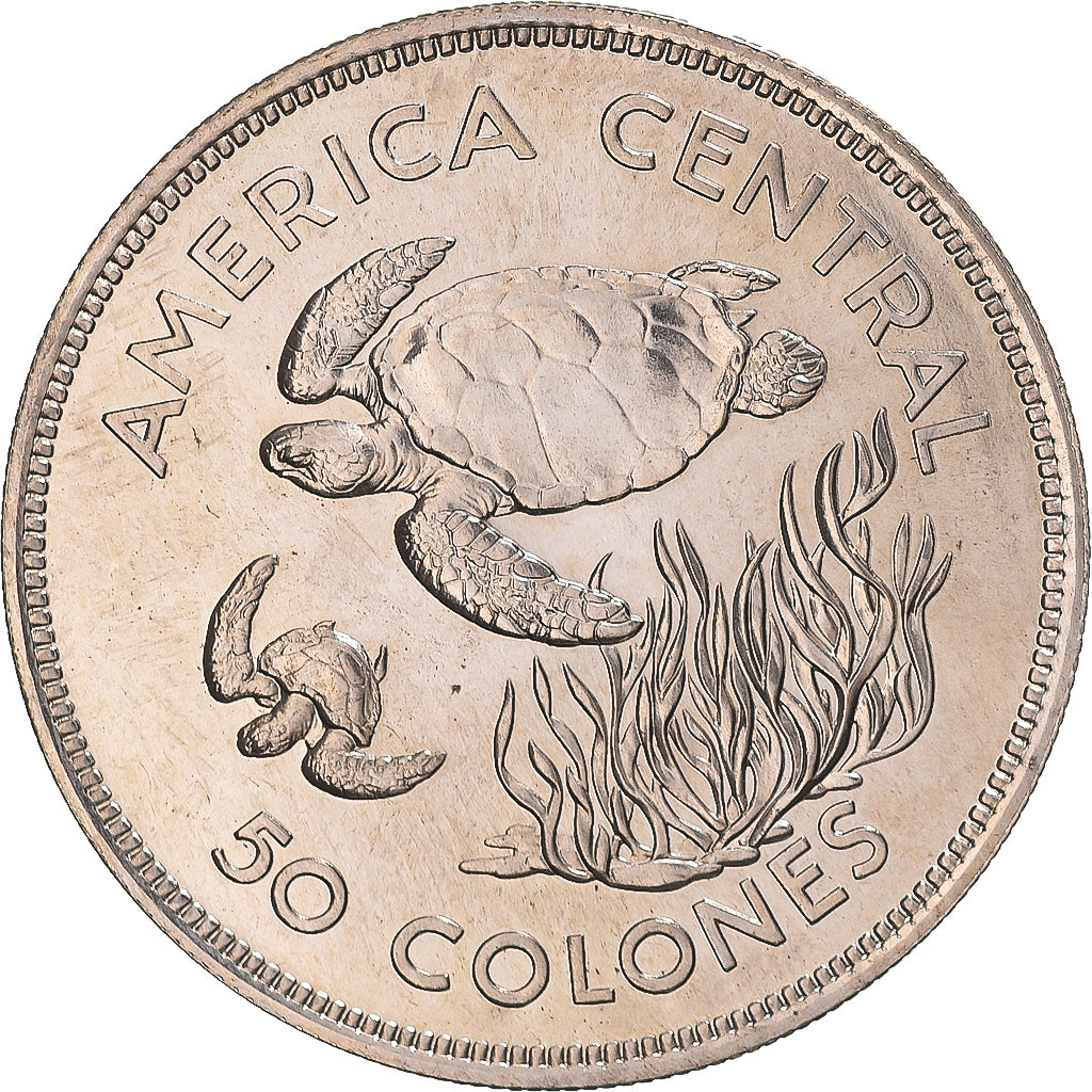 Moneda, Costa Rica, 50 Colones, 1974, Schildkröte st, SC, Plata, KM:200