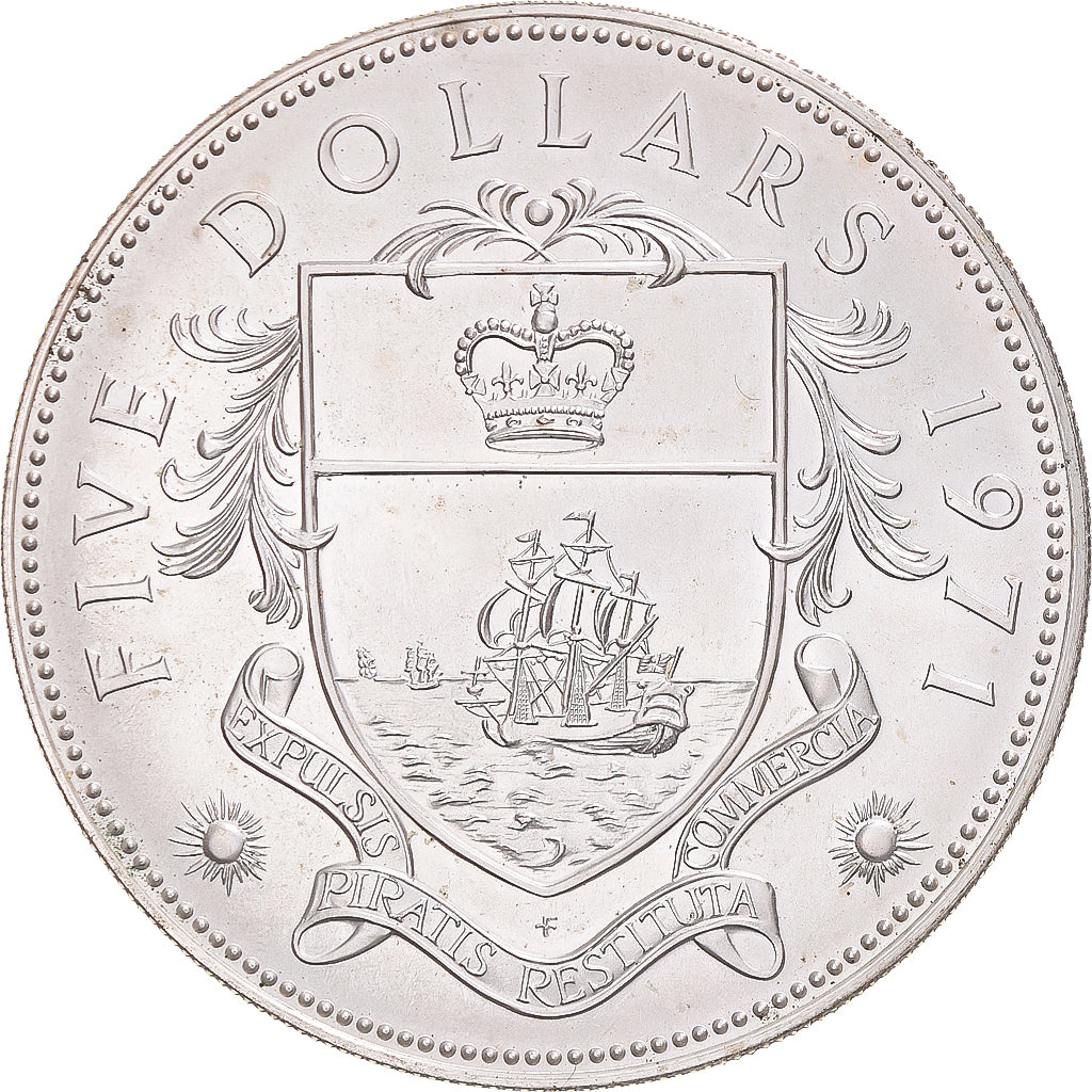 Coin, Bahamas, Elizabeth II, 5 Dollars, 1971, Franklin Mint, U.S.A., MS(63)