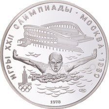 Coin, Russia, 5 Roubles, 1978, 1980 Olympics.Swimming.BE, MS(65-70), Silver
