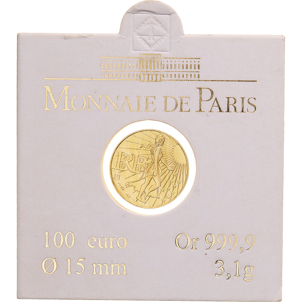 France, Monnaie de Paris, 100 Euro, 2008, Paris, Semeuse FDC, MS(65-70), Gold