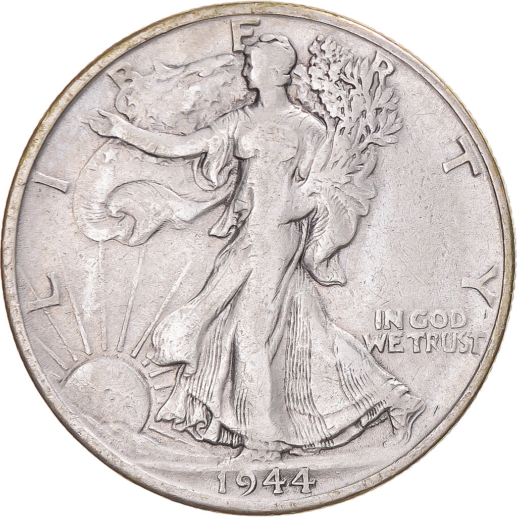 Coin, United States, Walking Liberty Half Dollar, Half Dollar, 1944, U.S. Mint