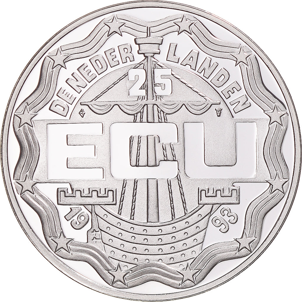 Moneda, Países Bajos, Beatrix, 25 Ecu, 1993, Utrecht, BE, FDC, Plata, KM:71.1