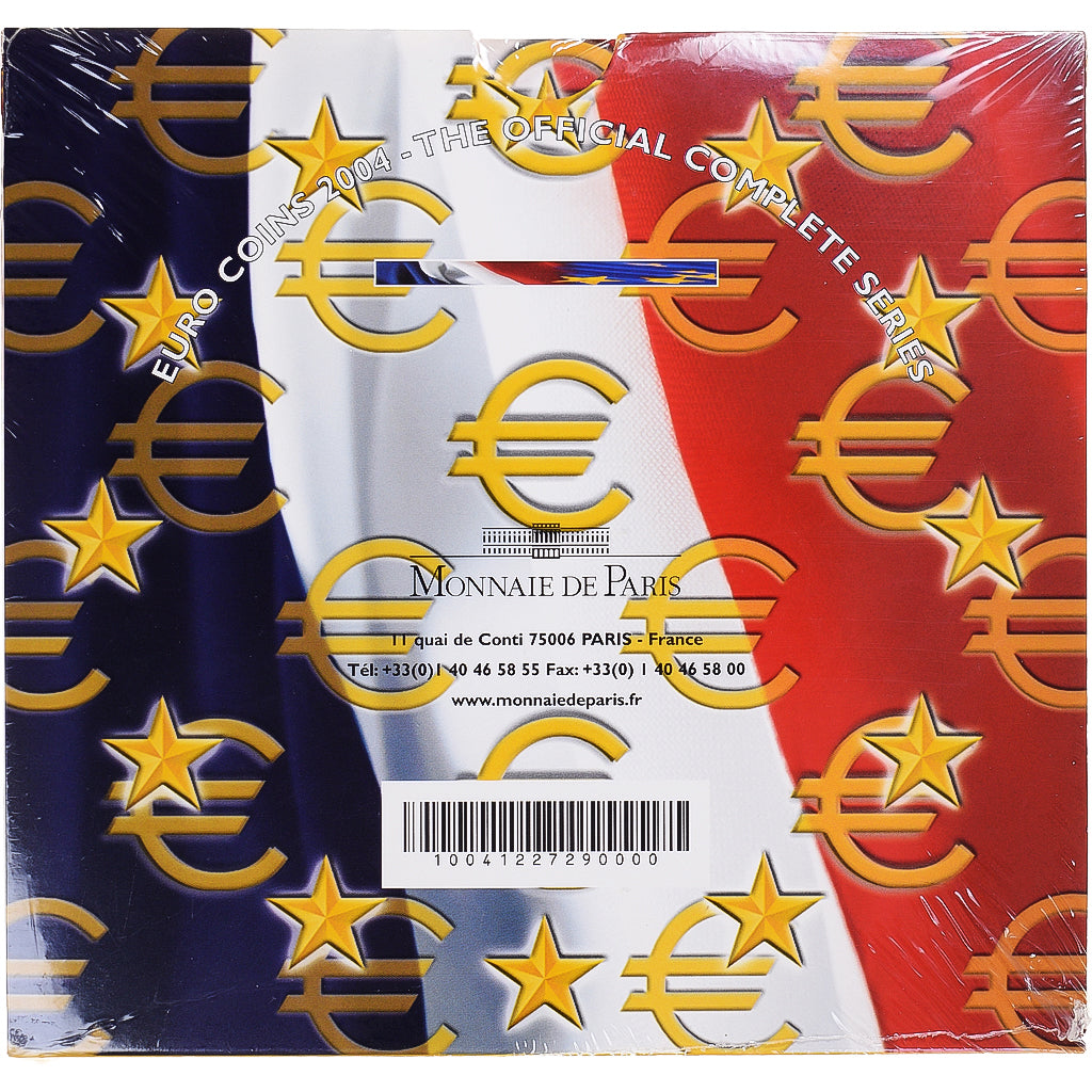 France, 1 Cent to 2 Euro, euro set, 2004, Monnaie de Paris, BU, MS(65-70)