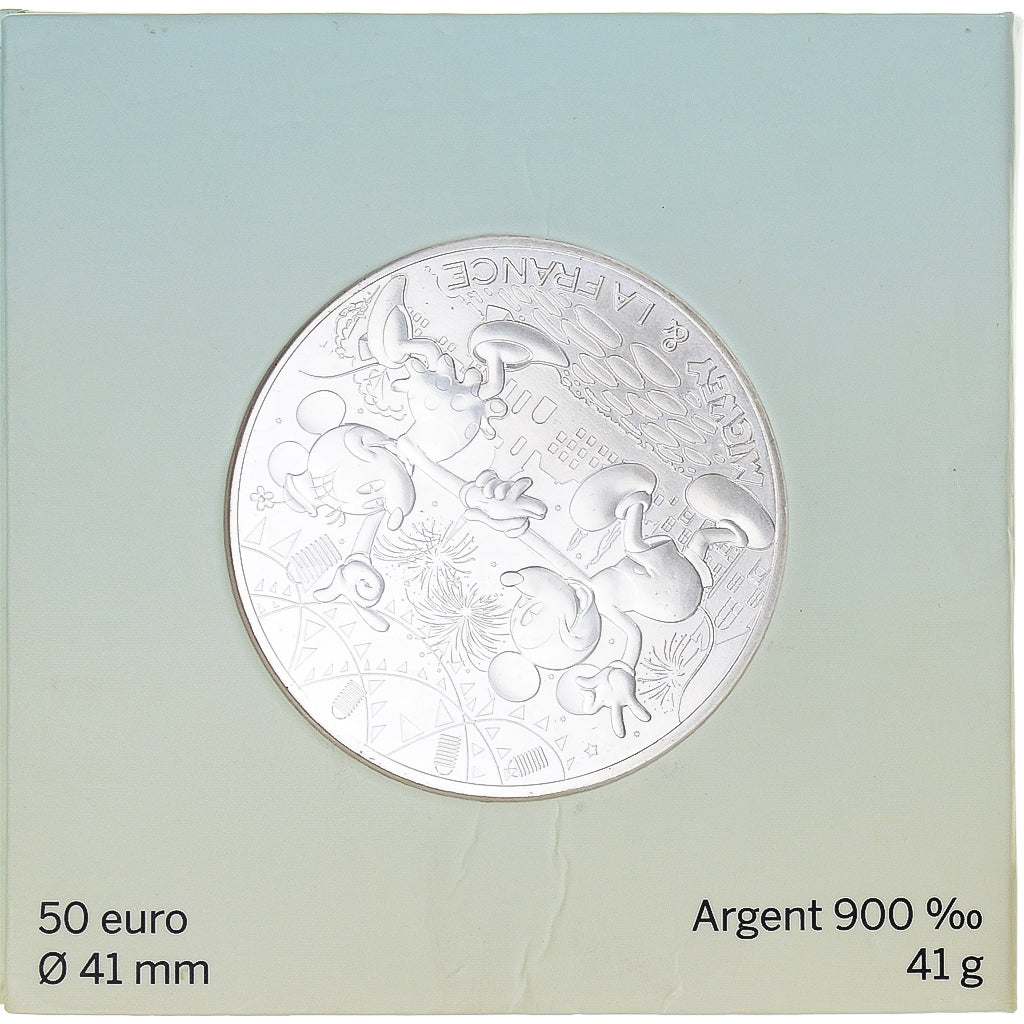 France, 50 Euro, Mickey & la France, 2018, Paris, MS(65-70), Silver