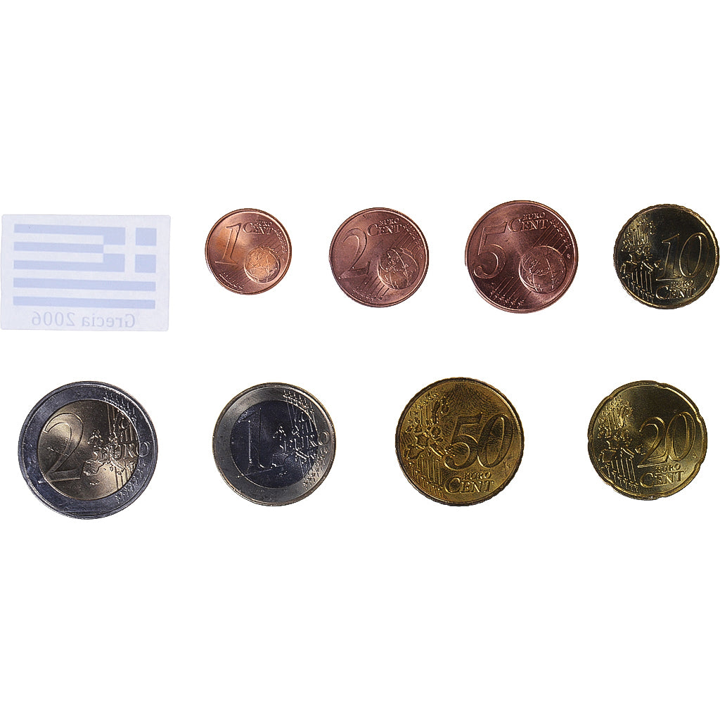 Grécia, Set Euros, 2006, MS(63), N/D