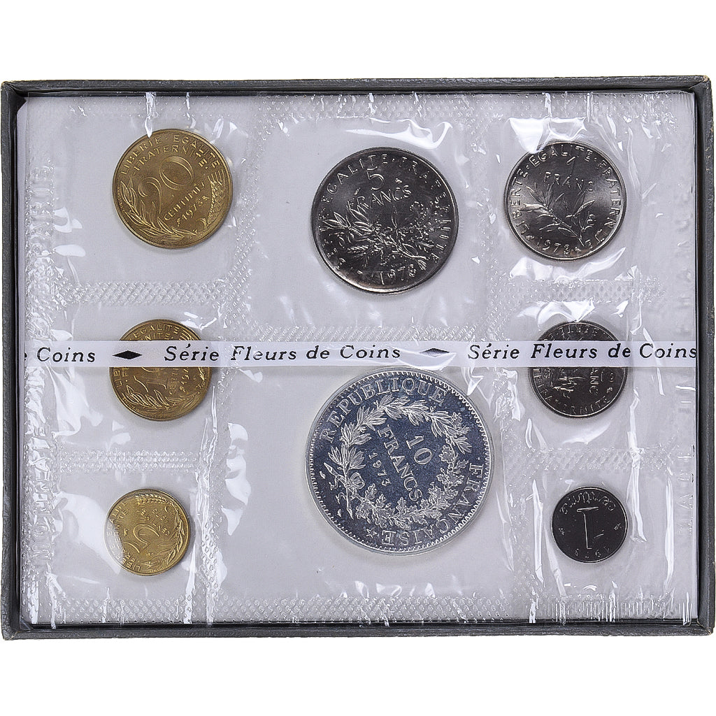 Moneta, Francja, Coffret 1 c. à 10 frs., 1973, Monnaie de Paris, FDC