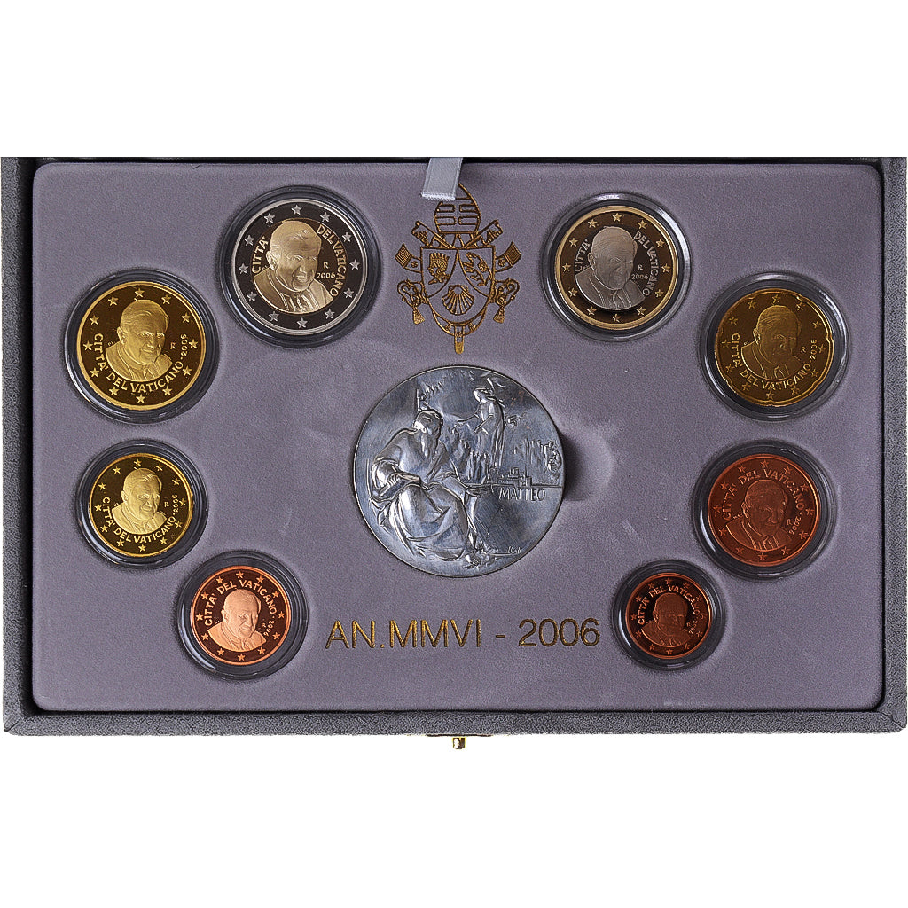 Watykan, Euro-Set, 2006, Rome, VATICAN COFFRET 8 monnaies -1 médaille.BE