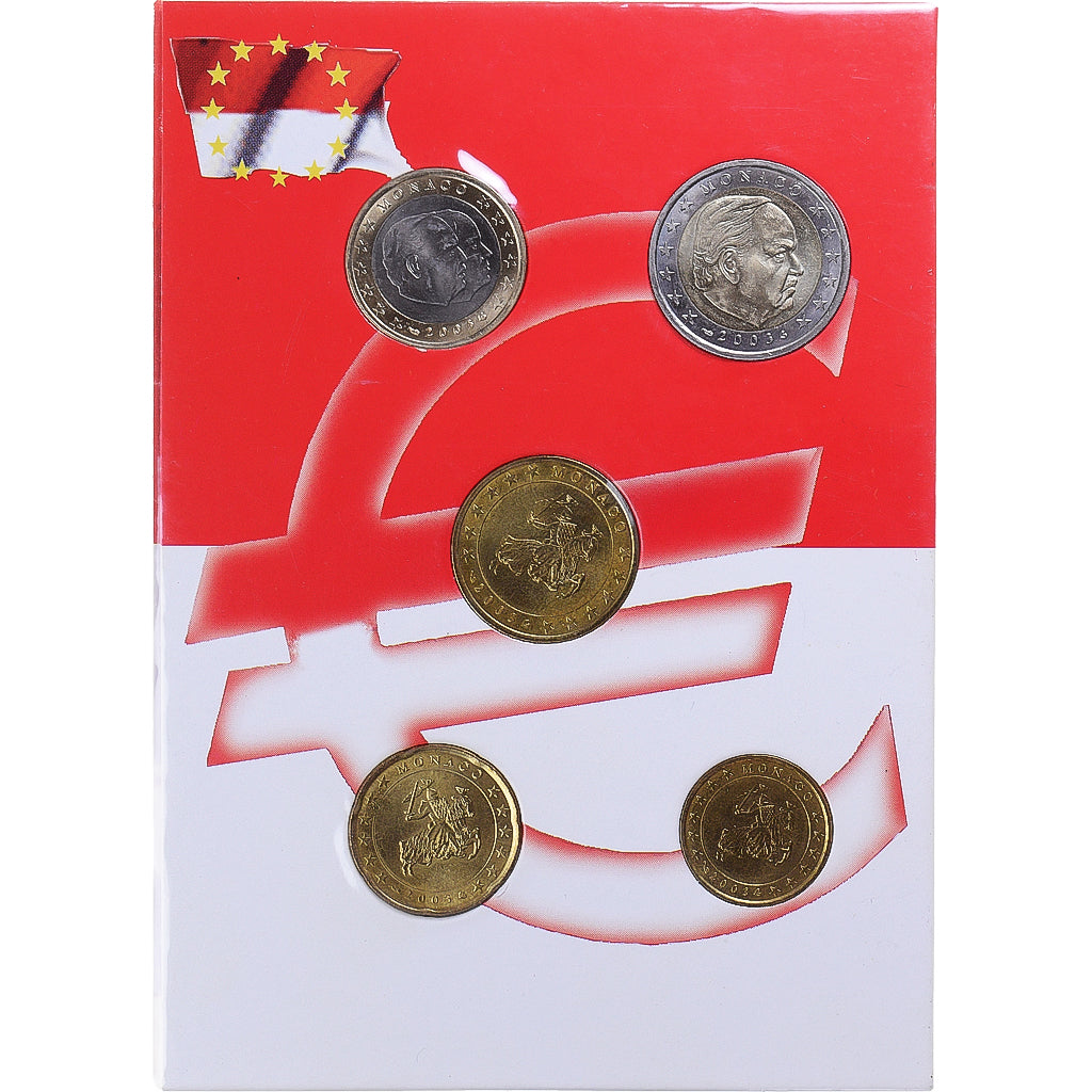 Monaco, Set Euros, 2003, Set 5 monnaies euro., MS(65-70)