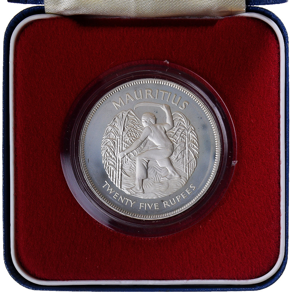 Coin, Mauritius, 25 Rupees, 1977, Proof, MS(65-70), Silver, KM:43a