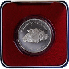 Coin, Guernsey, Elizabeth II, 25 Pence, 1977, Heaton, BE, MS(65-70), Silver