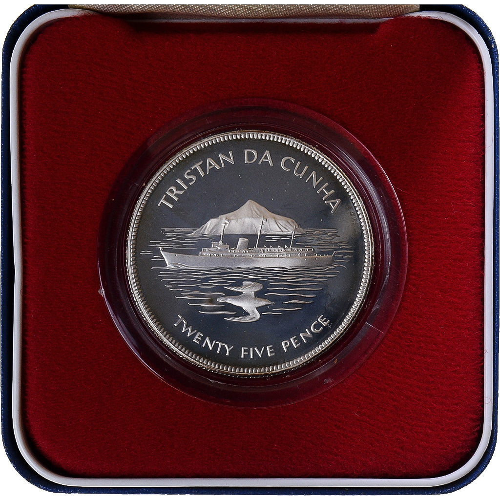 Coin, Tristan Da Cunha, 25 New Pence, 1977, BE, MS(65-70), Silver