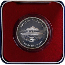 Coin, Tristan Da Cunha, 25 New Pence, 1977, BE, MS(65-70), Silver