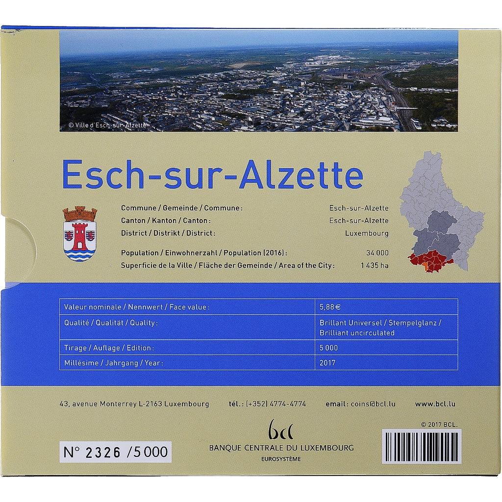 Lussemburgo, Euro-Set, 2017, Grand Duché de Luxembourg. BU .Esch-sur-Alzette
