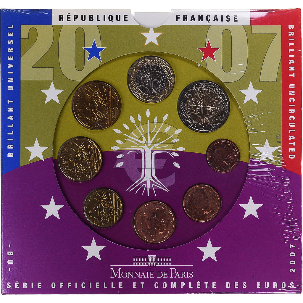 Francja, Monnaie de Paris, Euro Set. BU., 2007, MS(65-70), ND