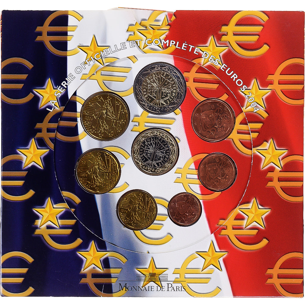 Francia, 1 Cent to 2 Euro, euro set, 2004, Monnaie de Paris, BU, FDC, N.C.