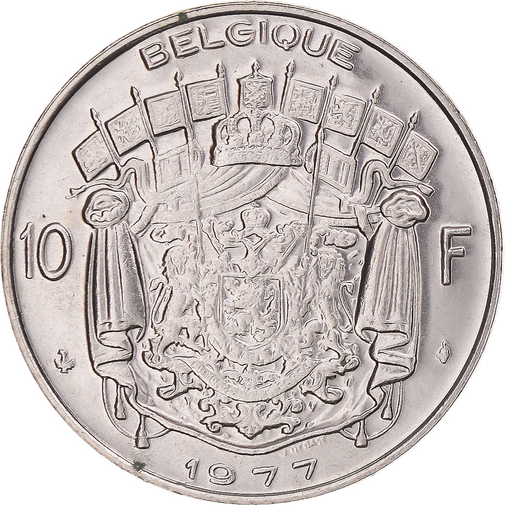 Munten, België, 10 Francs, 10 Frank, 1977, Brussels, UNC-, Nickel, KM:155.1