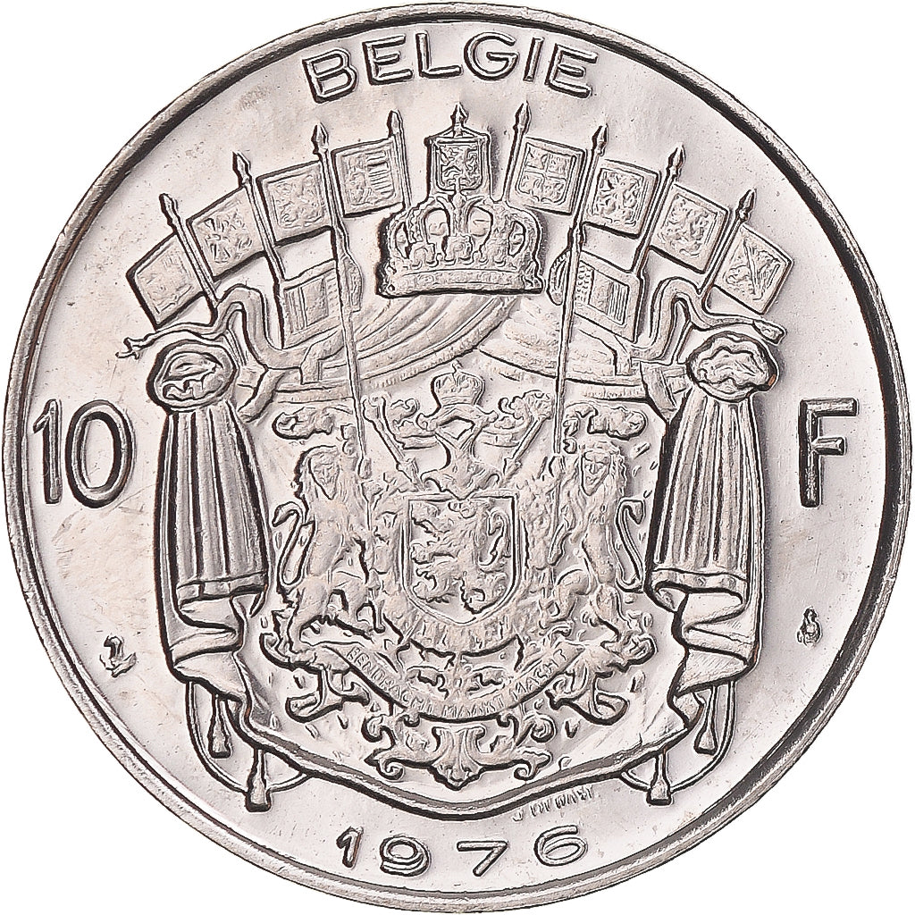 Coin, Belgium, 10 Francs, 10 Frank, 1976, Brussels, MS(60-62), Nickel, KM:156.1