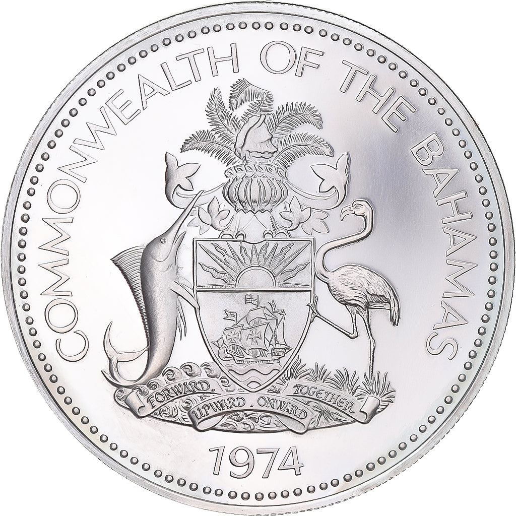 Coin, Bahamas, Elizabeth II, 5 Dollars, 1974, Franklin Mint, U.S.A., BE, MS(63)
