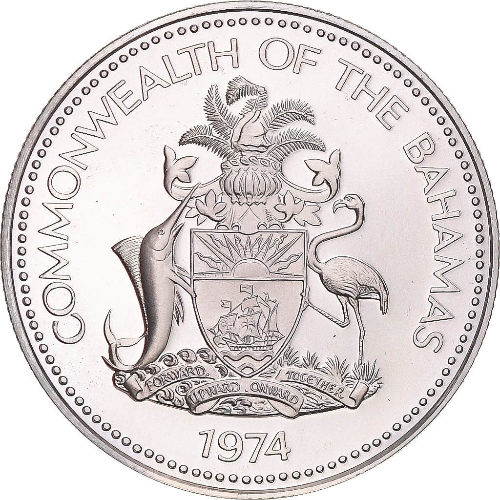 Moneta, Bahamas, Elizabeth II, 50 Cents, 1974, Franklin Mint, U.S.A., BE, FDC
