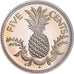 Moeda, Baamas, Elizabeth II, 5 Cents, 1974, Franklin Mint, U.S.A., BE