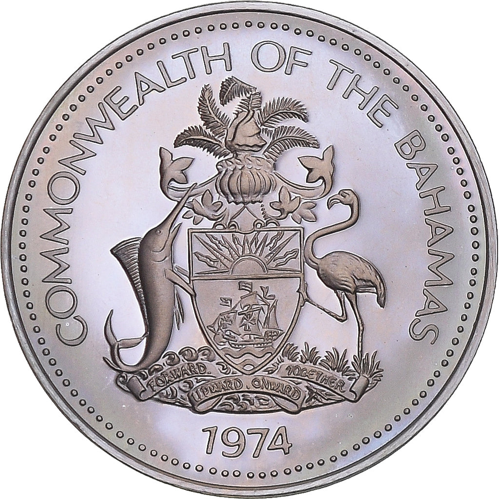 Monnaie, Bahamas, Elizabeth II, 5 Cents, 1974, Franklin Mint, U.S.A., BE, FDC