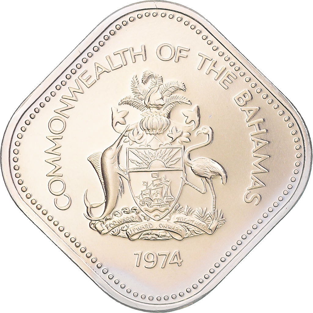 Coin, Bahamas, 15 Cents, 1974, Commonwealth Mint, BE, MS(65-70), Copper-nickel