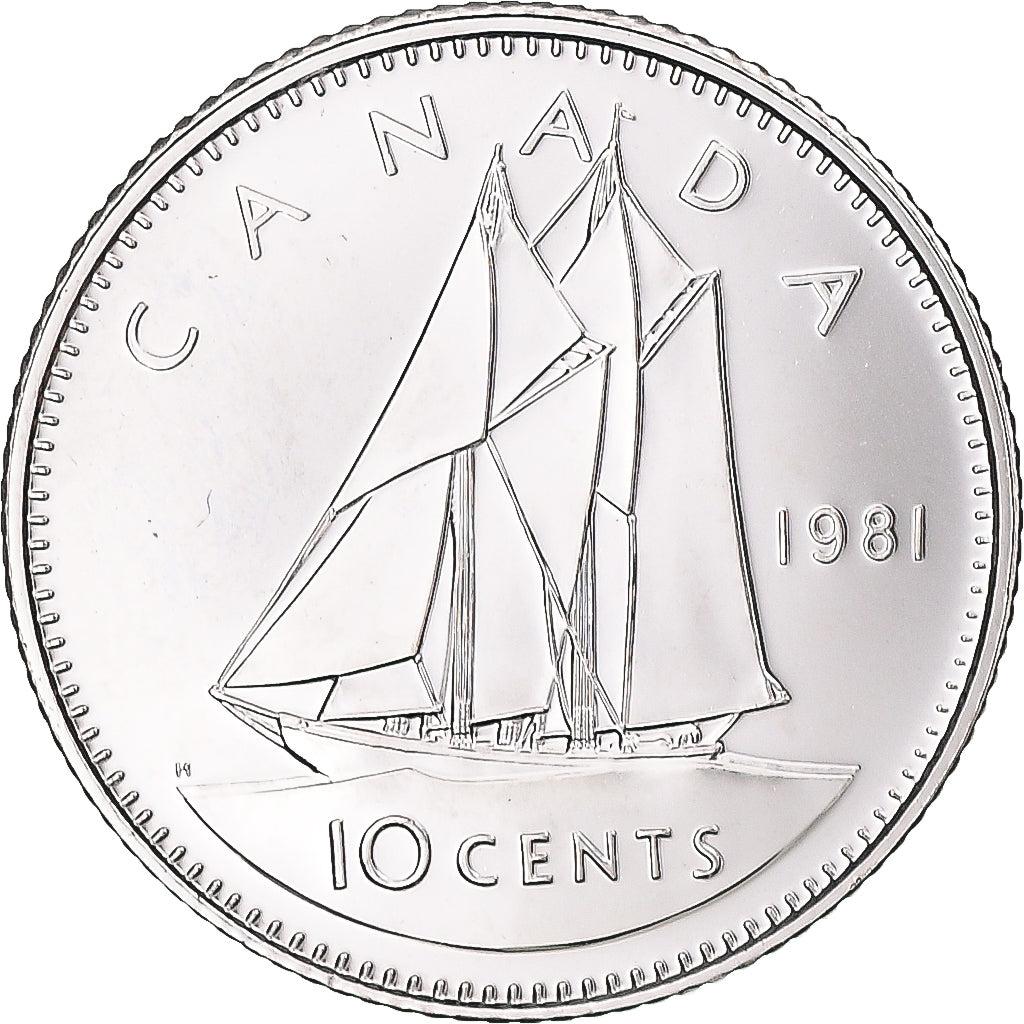 Moneta, Canada, Elizabeth II, 10 Cents, 1981, Royal Canadian Mint, Ottawa, BU