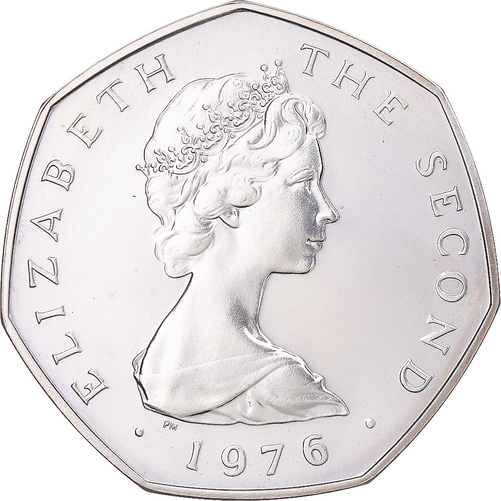 Moneta, Isola di Man, Elizabeth II, 50 Pence, 1976, SPL, Rame-nichel, KM:39