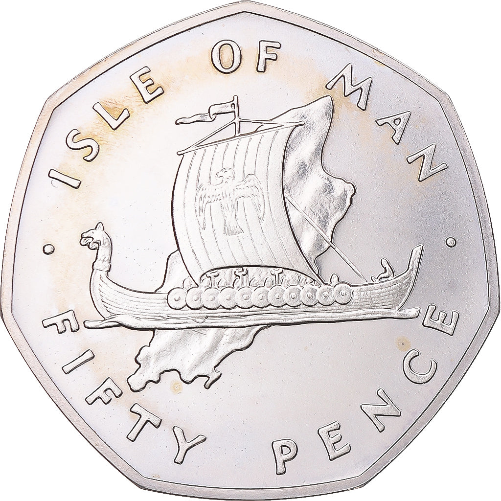Moneta, Isola di Man, Elizabeth II, 50 Pence, 1976, SPL, Rame-nichel, KM:39
