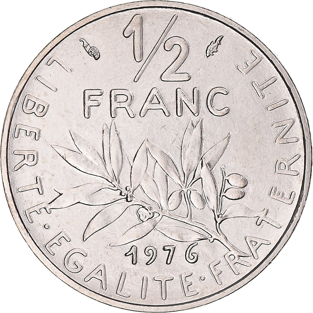 Moneda, Francia, Semeuse, 1/2 Franc, 1976, Paris, FDC, FDC, Níquel, KM:931.1