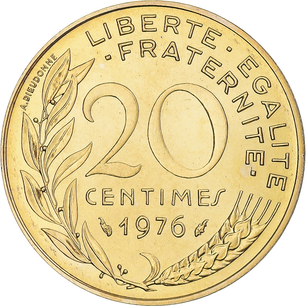 Münze, Frankreich, Marianne, 20 Centimes, 1976, Paris, FDC, STGL