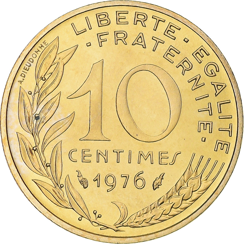 Munten, Frankrijk, Marianne, 10 Centimes, 1976, Paris, FDC, FDC