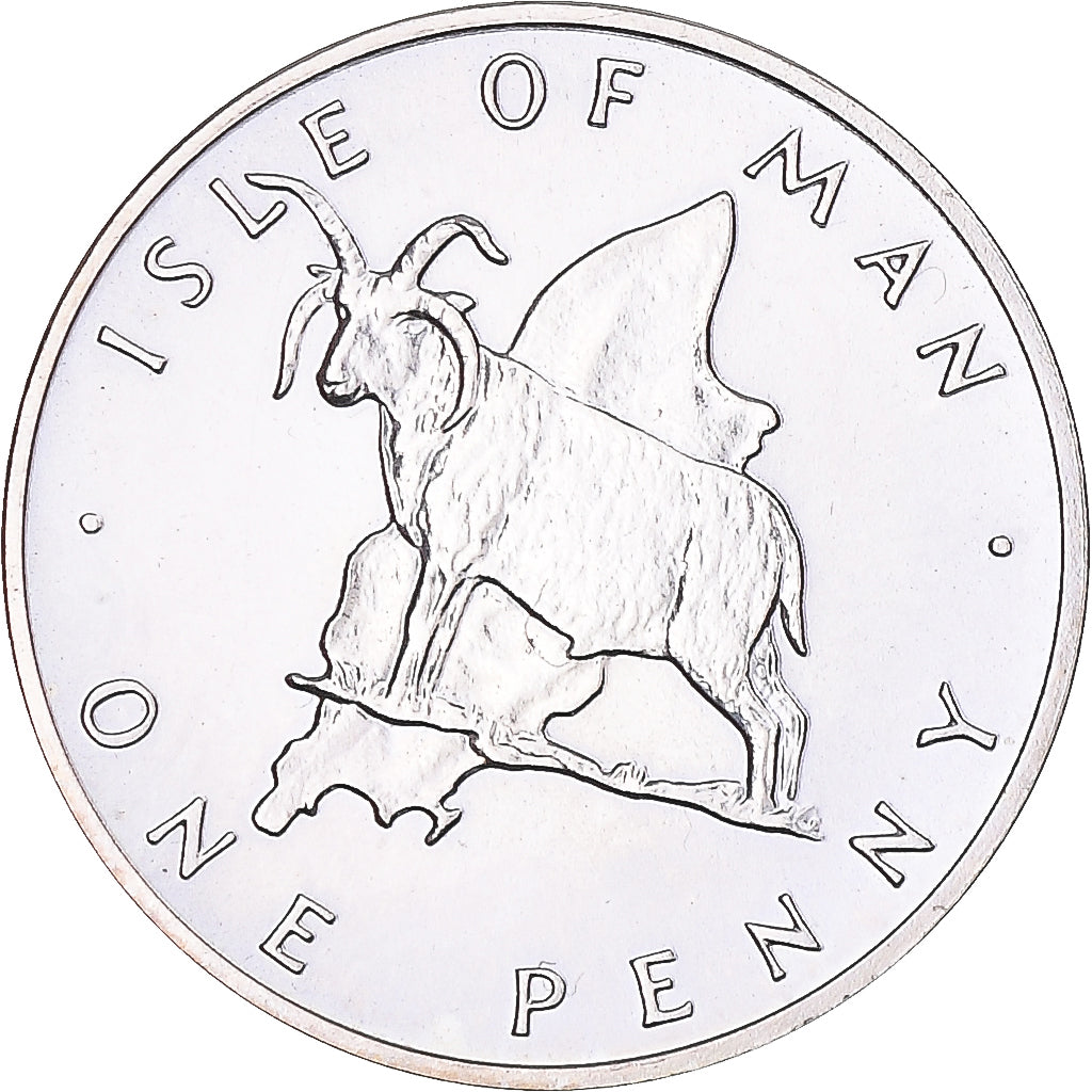 Coin, Isle of Man, Elizabeth II, Penny, 1976, MS(63), Silver, KM:33a