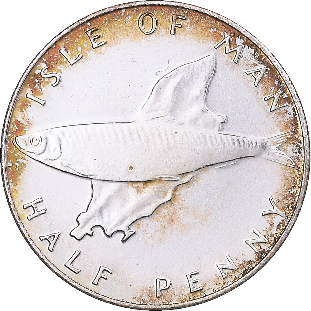 Coin, Isle of Man, Elizabeth II, 1/2 Penny, 1976, MS(63), Silver, KM:32a