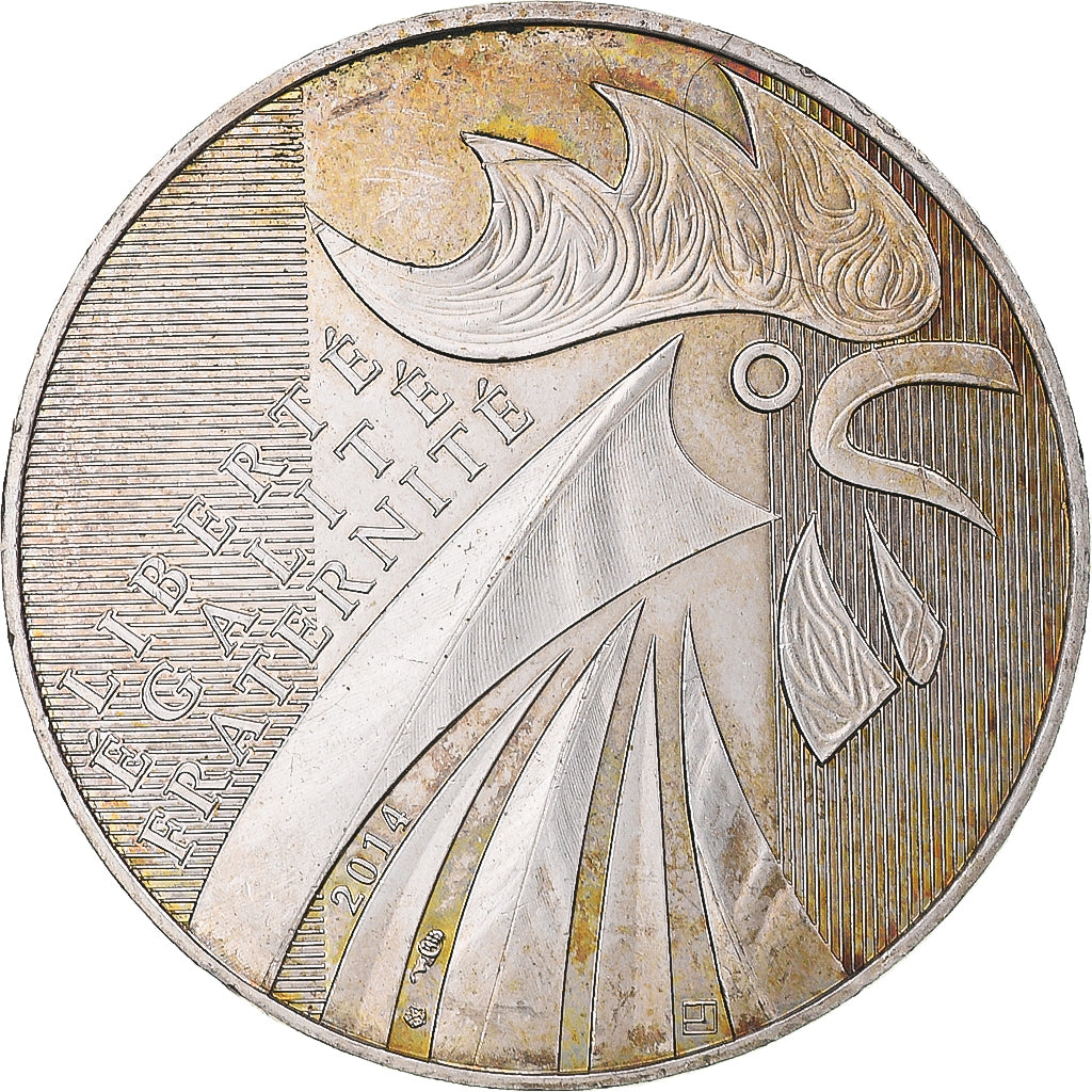 France, 10 Euro, 2014, Coq, MS(63), Silver, Gadoury:EU656