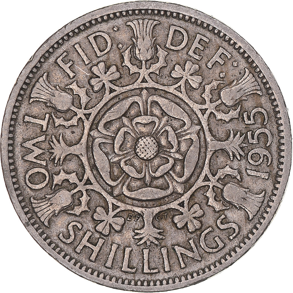Munten, Groot Bretagne, Elizabeth II, Florin, Two Shillings, 1955, ZF